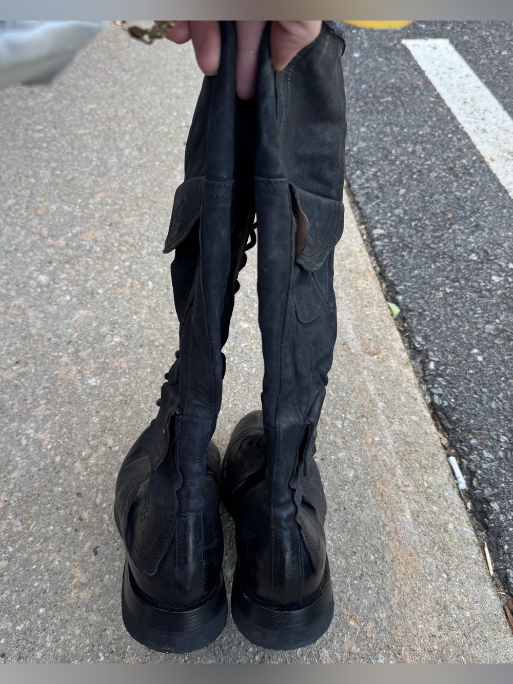 A.S. 98 Black Leather Laced Tall Bolts Women’s Size 39 US 8.5 - 9 Zip Up Pocket - Picture 6 of 13